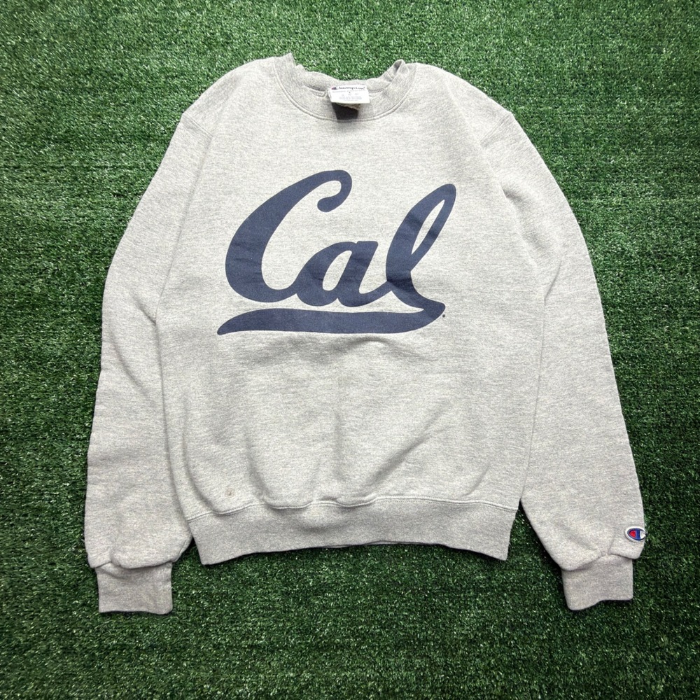 Champion Cal Berkeley Sweatshirt Mens Small Gray Crewneck Fleece Pullover Logo